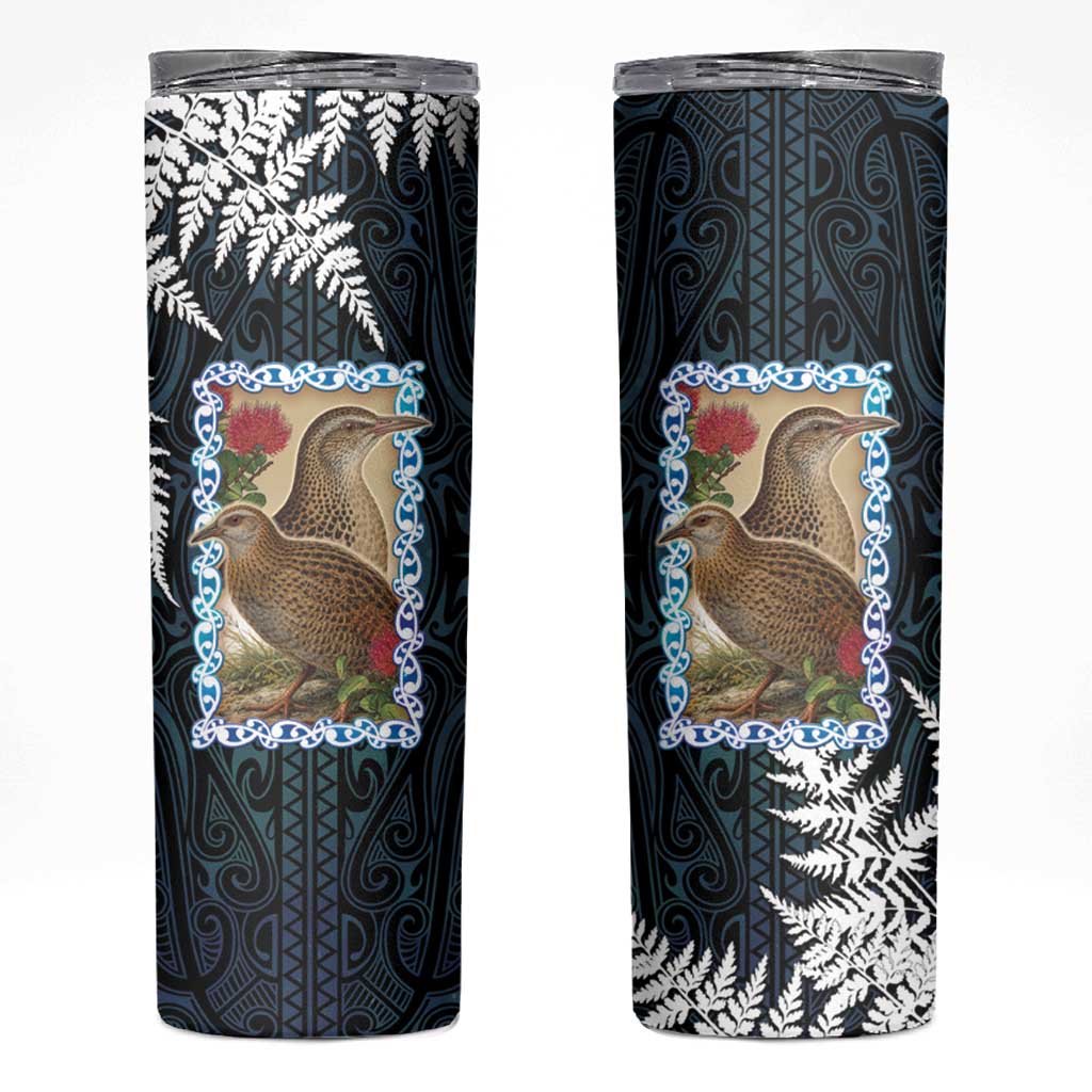 New Zealand Weka Skinny Tumbler Maori Hen Koru Pattern - Polynesian Pride