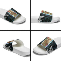 New Zealand Weka Slide Sandals Maori Hen Koru Pattern - Polynesian Pride