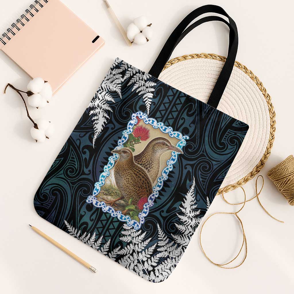 New Zealand Weka Tote Bag Maori Hen Koru Pattern LT05 Black Strap One Size Black - Polynesian Pride
