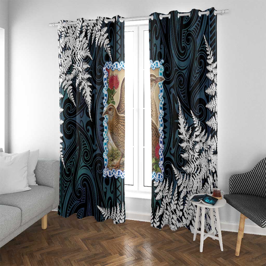 New Zealand Weka Window Curtain Maori Hen Koru Pattern - Polynesian Pride
