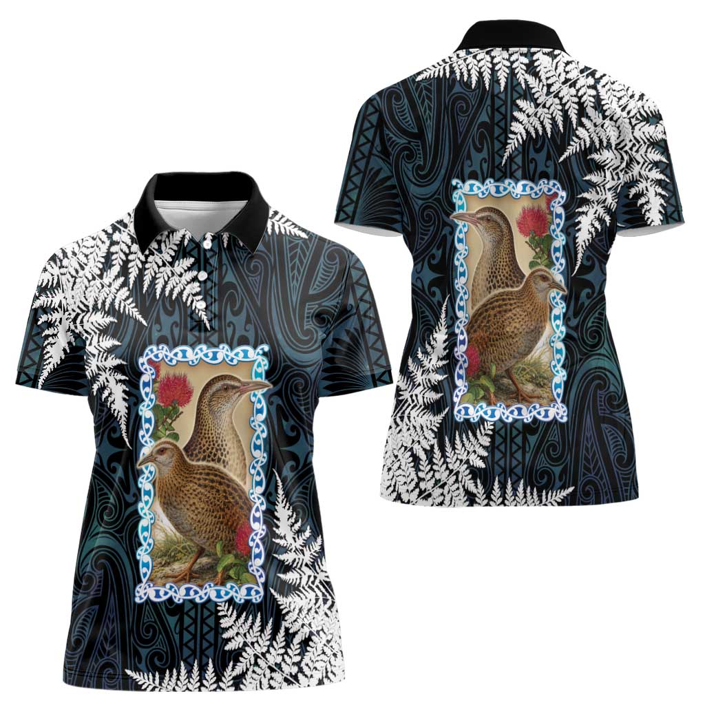 New Zealand Weka Women Polo Shirt Maori Hen Koru Pattern - Polynesian Pride