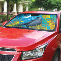 New Zealand Kokako Bird Auto Sun Shade Maori Koru With Kowhai Flowers LT05 - Polynesian Pride