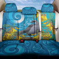 New Zealand Kokako Bird Back Car Seat Cover Maori Koru With Kowhai Flowers LT05 One Size Aqua - Polynesian Pride