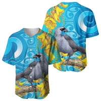 New Zealand Kokako Bird Baseball Jersey Maori Koru With Kowhai Flowers LT05 - Polynesian Pride