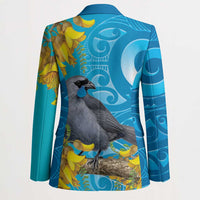 New Zealand Kokako Bird Blazer Maori Koru With Kowhai Flowers LT05 - Polynesian Pride