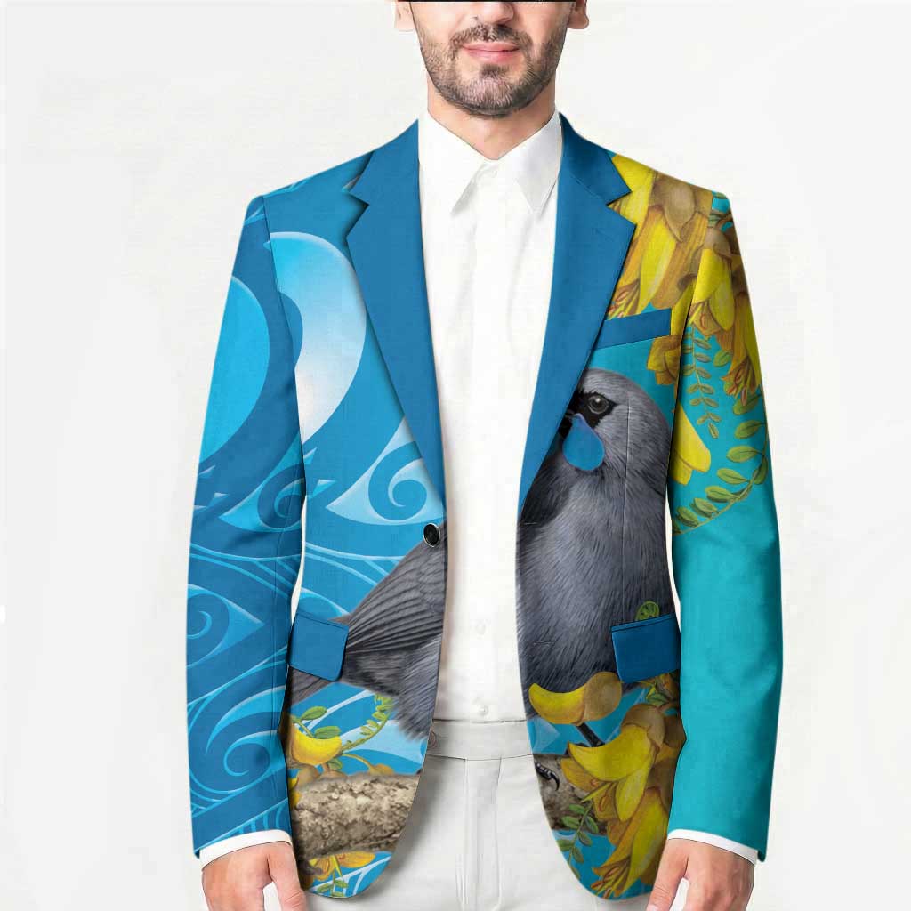 New Zealand Kokako Bird Blazer Maori Koru With Kowhai Flowers LT05 - Polynesian Pride