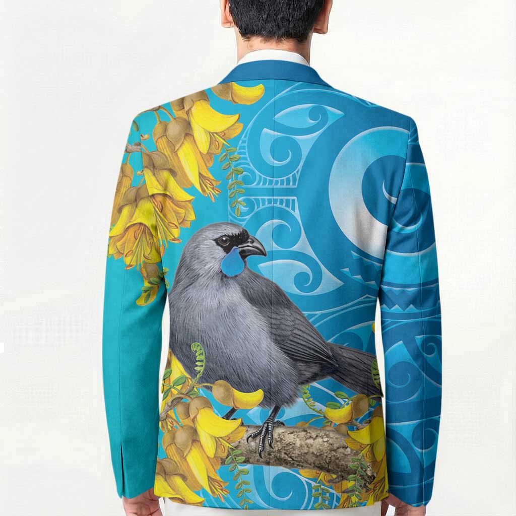 New Zealand Kokako Bird Blazer Maori Koru With Kowhai Flowers LT05 - Polynesian Pride