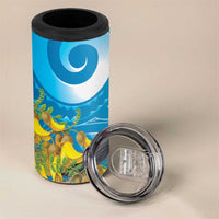 New Zealand Kokako Bird 4 in 1 Can Cooler Tumbler Maori Koru With Kowhai Flowers LT05 - Polynesian Pride