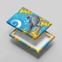 New Zealand Kokako Bird Canvas Wall Art Maori Koru With Kowhai Flowers LT05 - Polynesian Pride