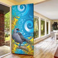 New Zealand Kokako Bird Door Cover Maori Koru With Kowhai Flowers LT05 - Polynesian Pride