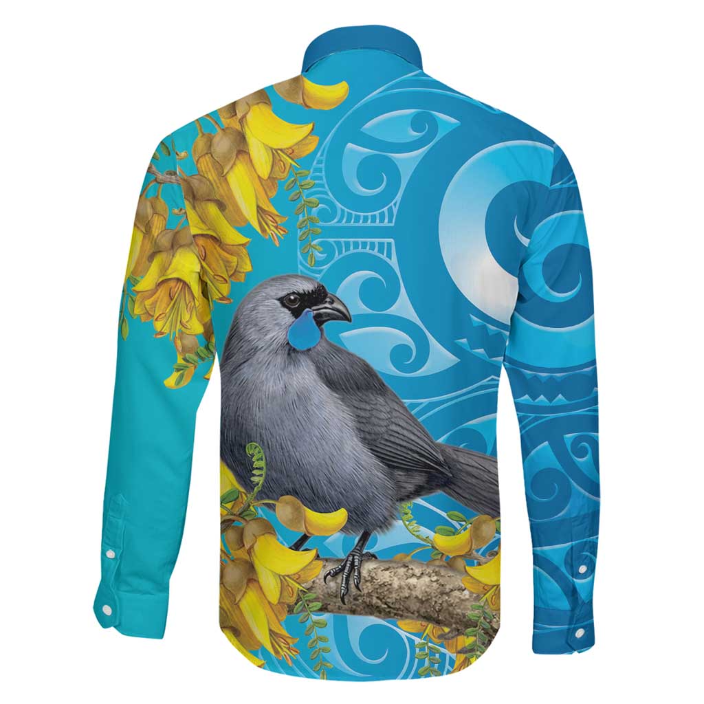 New Zealand Kokako Bird Family Matching Puletasi and Hawaiian Shirt Maori Koru With Kowhai Flowers LT05 - Polynesian Pride