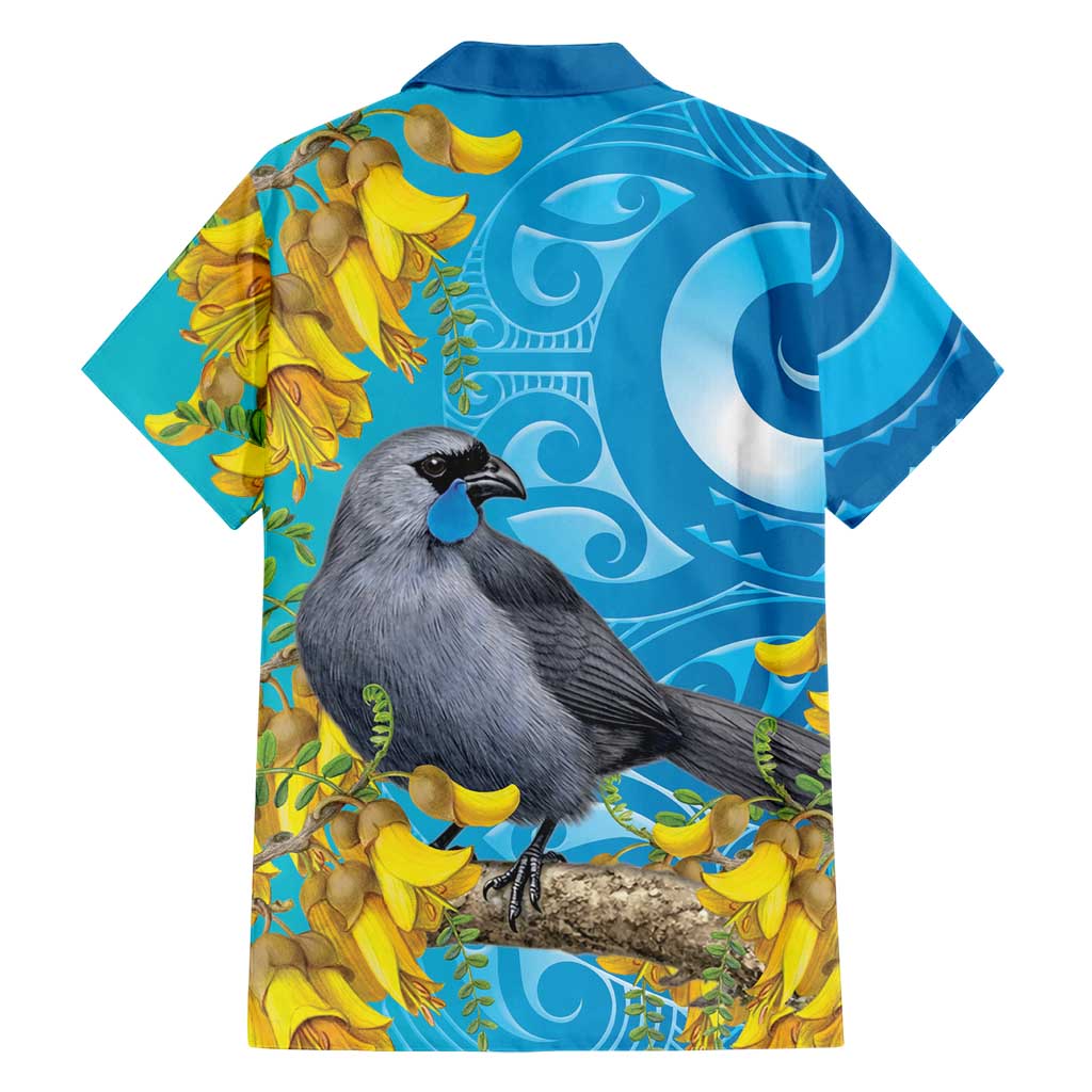 New Zealand Kokako Bird Hawaiian Shirt Maori Koru With Kowhai Flowers LT05 - Polynesian Pride