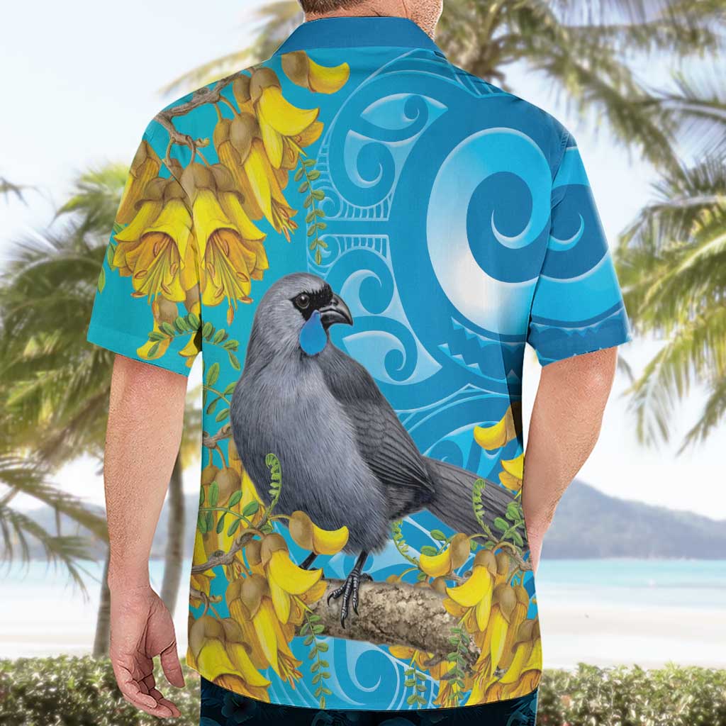 New Zealand Kokako Bird Hawaiian Shirt Maori Koru With Kowhai Flowers LT05 - Polynesian Pride