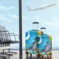 New Zealand Kokako Bird Luggage Cover Maori Koru With Kowhai Flowers - Polynesian Pride