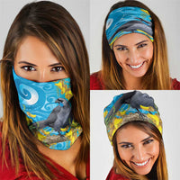 New Zealand Kokako Bird Neck Gaiter Maori Koru With Kowhai Flowers LT05 - Polynesian Pride