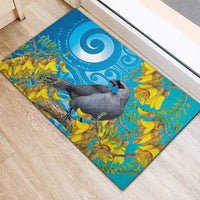 New Zealand Kokako Bird Rubber Doormat Maori Koru With Kowhai Flowers LT05 - Polynesian Pride
