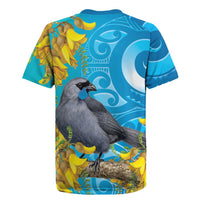 New Zealand Kokako Bird Rugby Jersey Maori Koru With Kowhai Flowers LT05 - Polynesian Pride