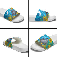 New Zealand Kokako Bird Slide Sandals Maori Koru With Kowhai Flowers LT05 - Polynesian Pride