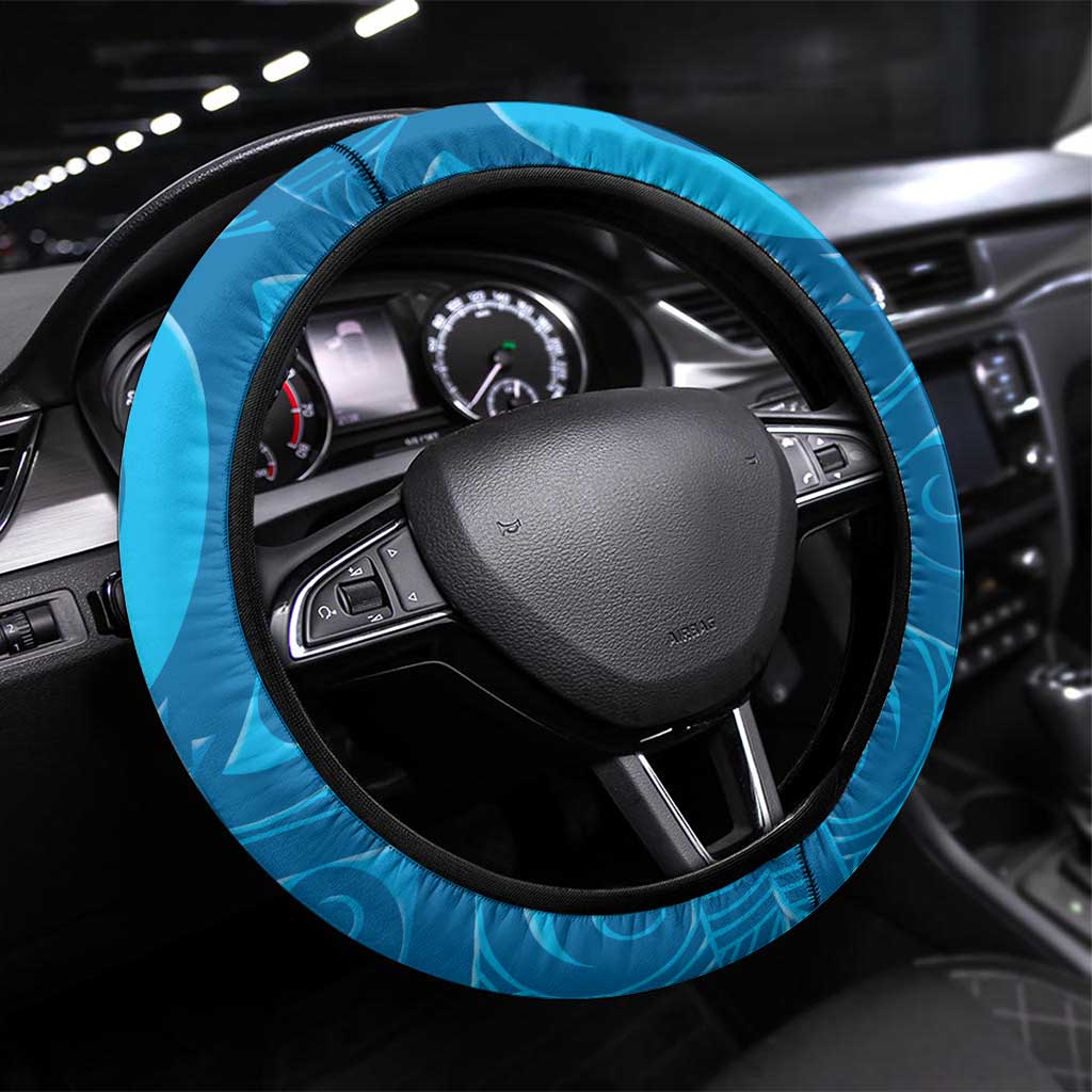 New Zealand Kokako Bird Steering Wheel Cover Maori Koru With Kowhai Flowers - Polynesian Pride