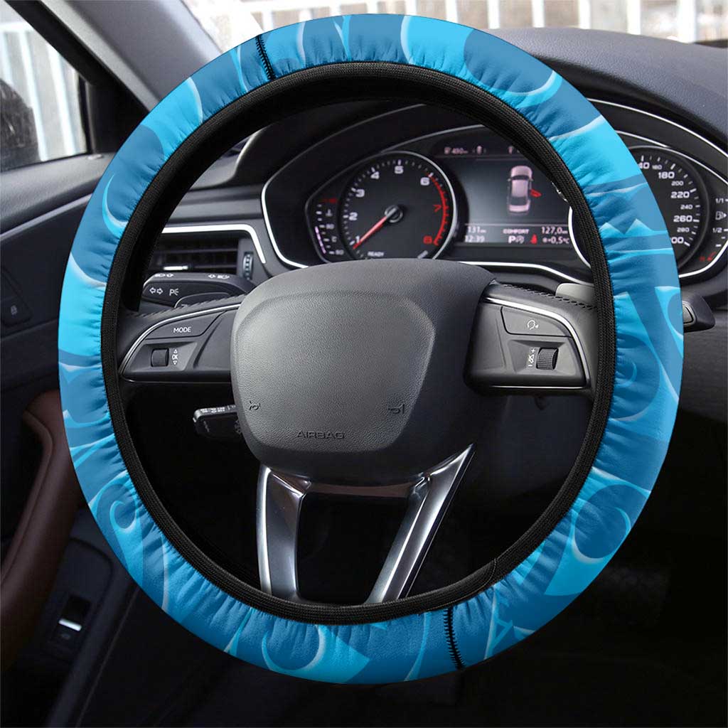 New Zealand Kokako Bird Steering Wheel Cover Maori Koru With Kowhai Flowers LT05 - Polynesian Pride