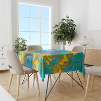 New Zealand Kokako Bird Tablecloth Maori Koru With Kowhai Flowers - Polynesian Pride