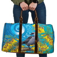New Zealand Kokako Bird Travel Bag Maori Koru With Kowhai Flowers LT05 Aqua - Polynesian Pride