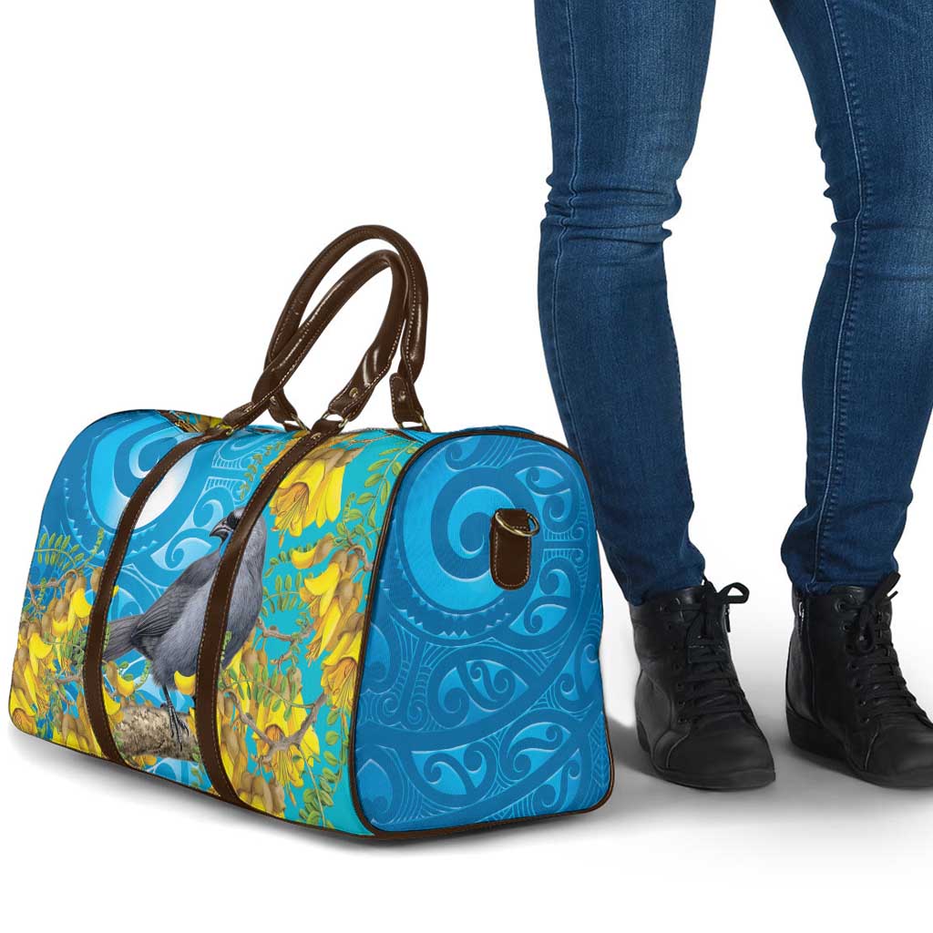 New Zealand Kokako Bird Travel Bag Maori Koru With Kowhai Flowers LT05 - Polynesian Pride