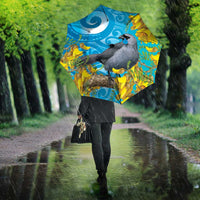 New Zealand Kokako Bird Umbrella Maori Koru With Kowhai Flowers LT05 - Polynesian Pride