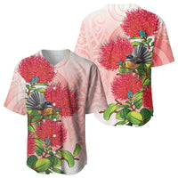 New Zealand Fantail Baseball Jersey Maori Koru With Pohutukawa Flowers LT05 - Polynesian Pride
