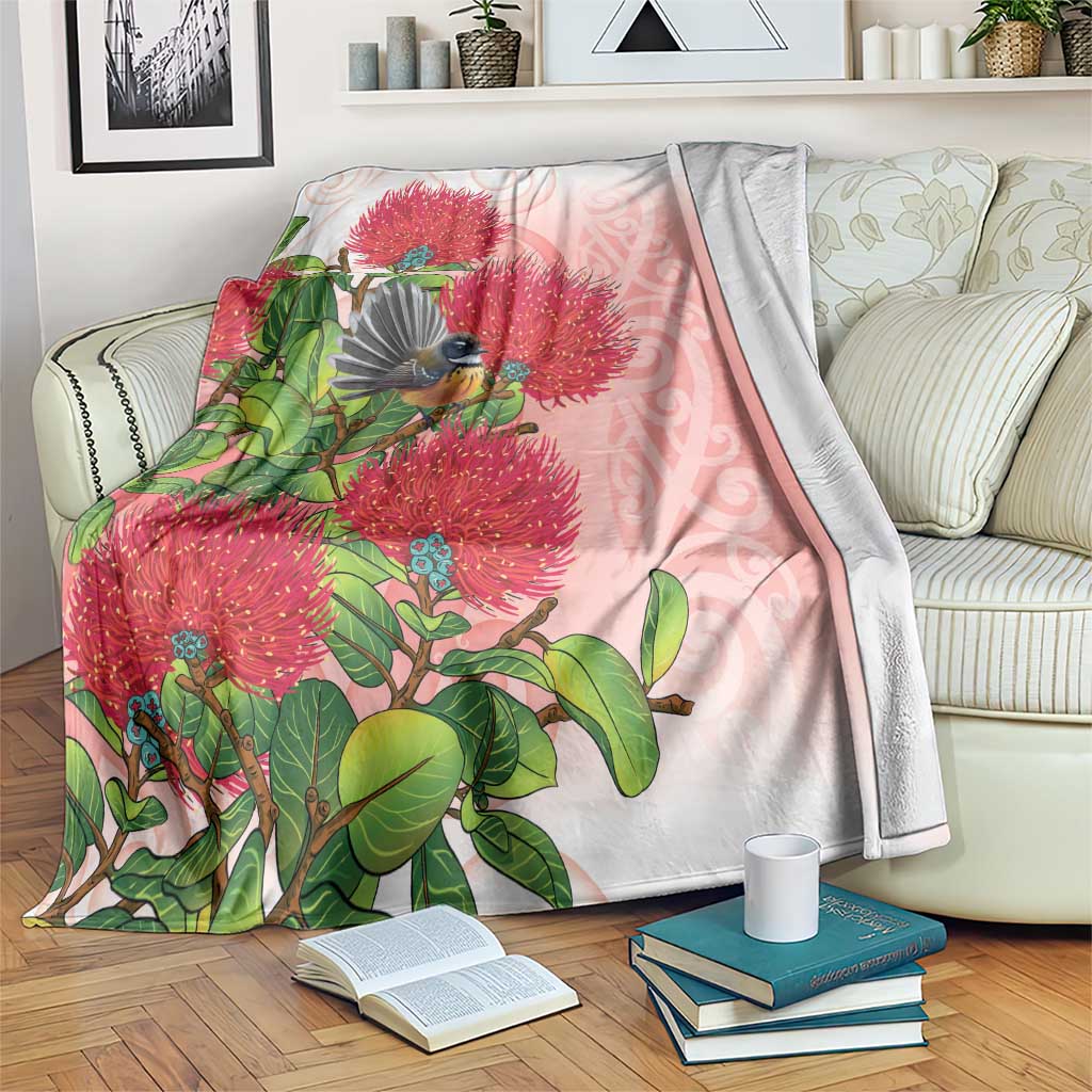 New Zealand Fantail Blanket Maori Koru With Pohutukawa Flowers LT05 Red - Polynesian Pride