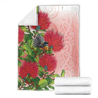 New Zealand Fantail Blanket Maori Koru With Pohutukawa Flowers LT05 - Polynesian Pride