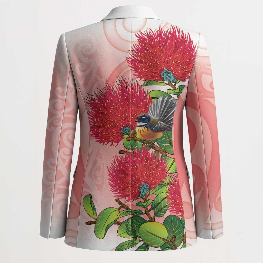 New Zealand Fantail Blazer Maori Koru With Pohutukawa Flowers LT05 - Polynesian Pride