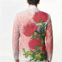 New Zealand Fantail Blazer Maori Koru With Pohutukawa Flowers LT05 - Polynesian Pride