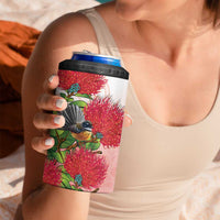 New Zealand Fantail 4 in 1 Can Cooler Tumbler Maori Koru With Pohutukawa Flowers LT05 - Polynesian Pride