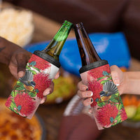 New Zealand Fantail 4 in 1 Can Cooler Tumbler Maori Koru With Pohutukawa Flowers LT05 - Polynesian Pride