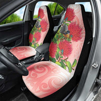 New Zealand Fantail Car Seat Cover Maori Koru With Pohutukawa Flowers LT05 - Polynesian Pride