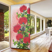 New Zealand Fantail Door Cover Maori Koru With Pohutukawa Flowers LT05 - Polynesian Pride