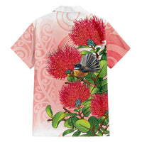 New Zealand Fantail Family Matching Summer Maxi Dress and Hawaiian Shirt Maori Koru With Pohutukawa Flowers LT05 - Polynesian Pride
