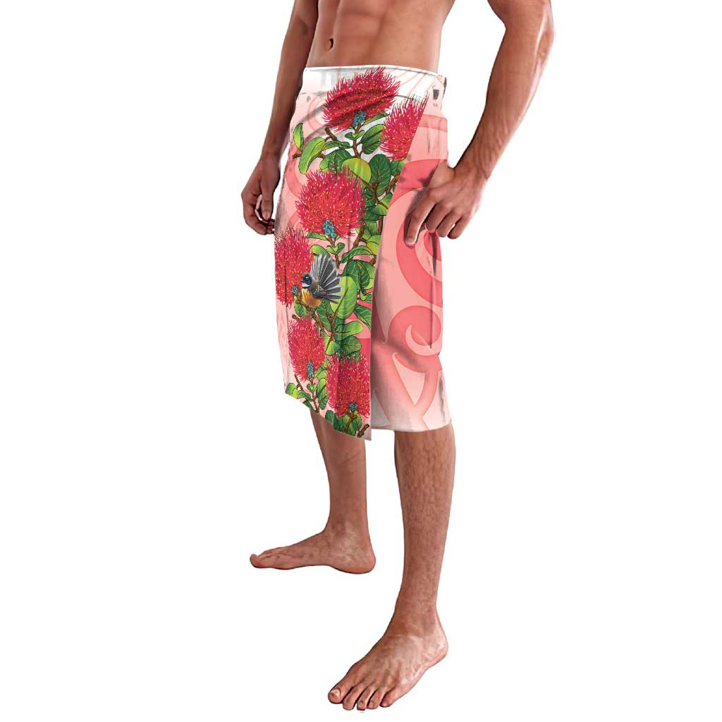 New Zealand Fantail Lavalava Maori Koru With Pohutukawa Flowers LT05 - Polynesian Pride