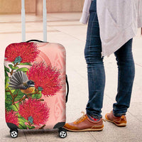 New Zealand Fantail Luggage Cover Maori Koru With Pohutukawa Flowers - Polynesian Pride