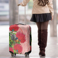 New Zealand Fantail Luggage Cover Maori Koru With Pohutukawa Flowers - Polynesian Pride