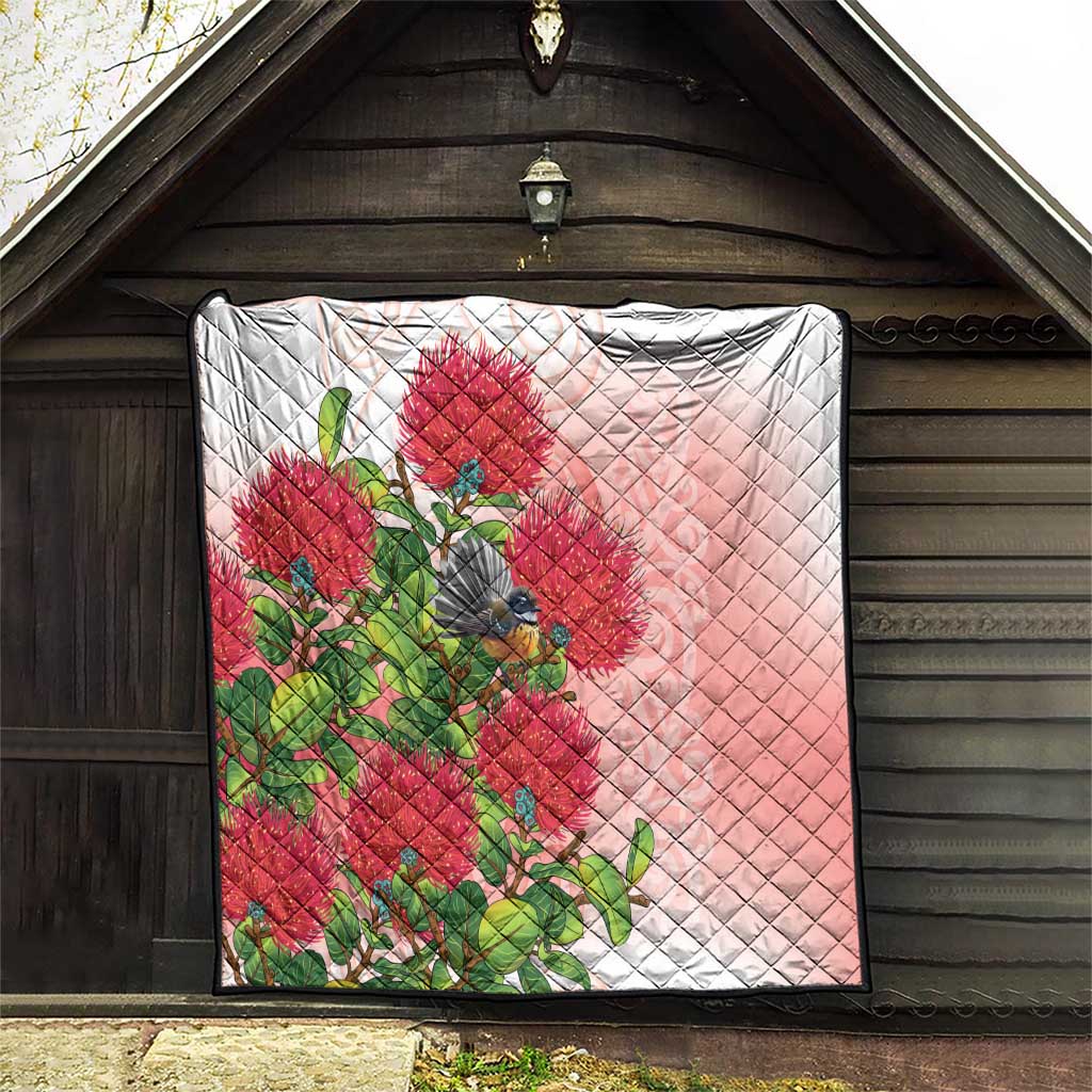 New Zealand Fantail Quilt Maori Koru With Pohutukawa Flowers LT05 - Polynesian Pride