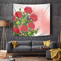 New Zealand Fantail Tapestry Maori Koru With Pohutukawa Flowers - Polynesian Pride
