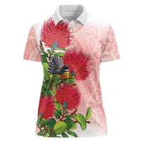New Zealand Fantail Women Polo Shirt Maori Koru With Pohutukawa Flowers LT05 Female Red - Polynesian Pride