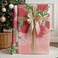 New Zealand Fantail Wrapping Paper Maori Koru With Pohutukawa Flowers LT05 - Polynesian Pride