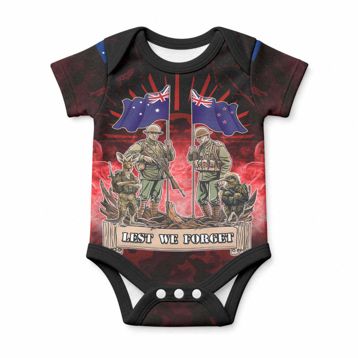 Australia And New Zealand ANZAC Day Baby Onesie Soldiers Lest We Forget
