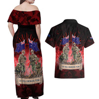 Australia And New Zealand ANZAC Day Couples Matching Off Shoulder Maxi Dress and Hawaiian Shirt Soldiers Lest We Forget LT05 - Polynesian Pride