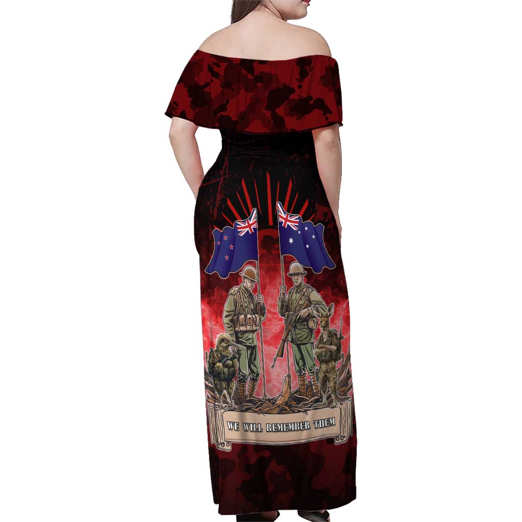 Australia And New Zealand ANZAC Day Family Matching Off Shoulder Maxi Dress and Hawaiian Shirt Soldiers Lest We Forget LT05 - Polynesian Pride