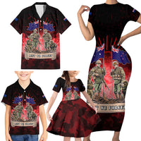 Australia And New Zealand ANZAC Day Family Matching Short Sleeve Bodycon Dress and Hawaiian Shirt Soldiers Lest We Forget LT05 - Polynesian Pride