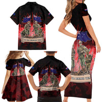 Australia And New Zealand ANZAC Day Family Matching Short Sleeve Bodycon Dress and Hawaiian Shirt Soldiers Lest We Forget LT05 - Polynesian Pride